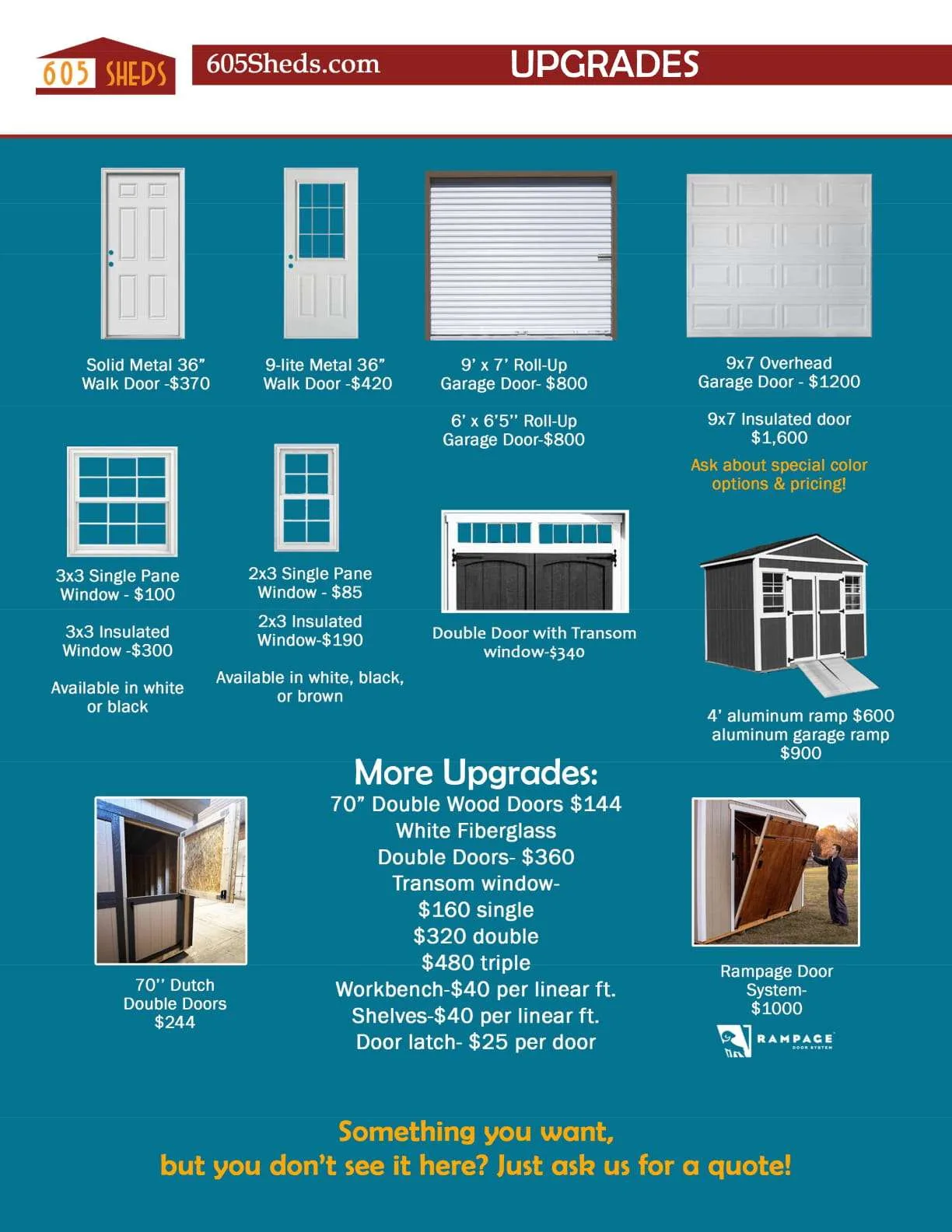2026 605 Sheds Upgrade Features 2026 605 Sheds Upgrade Features